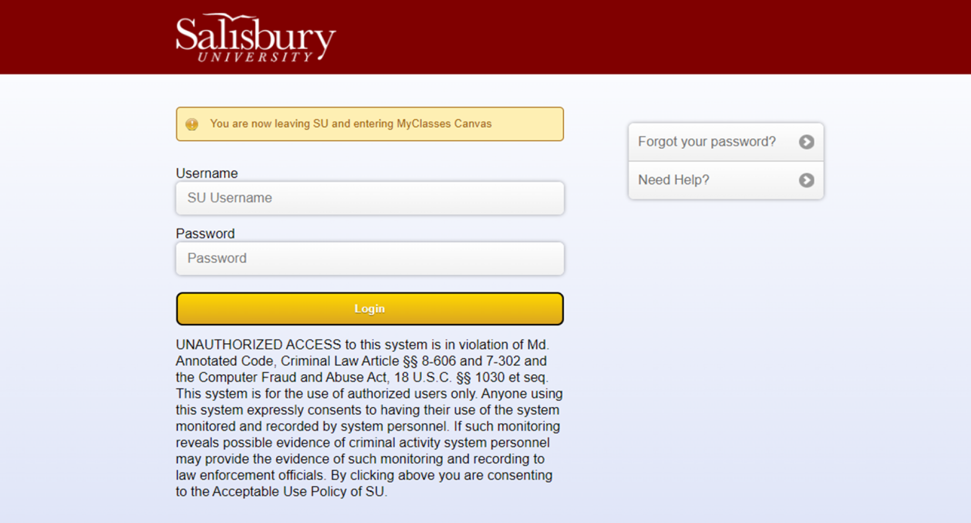 Shibboleth login screen  prompting for a username and password