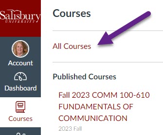 All Courses link at the top of list of courses for a user in MyClasses