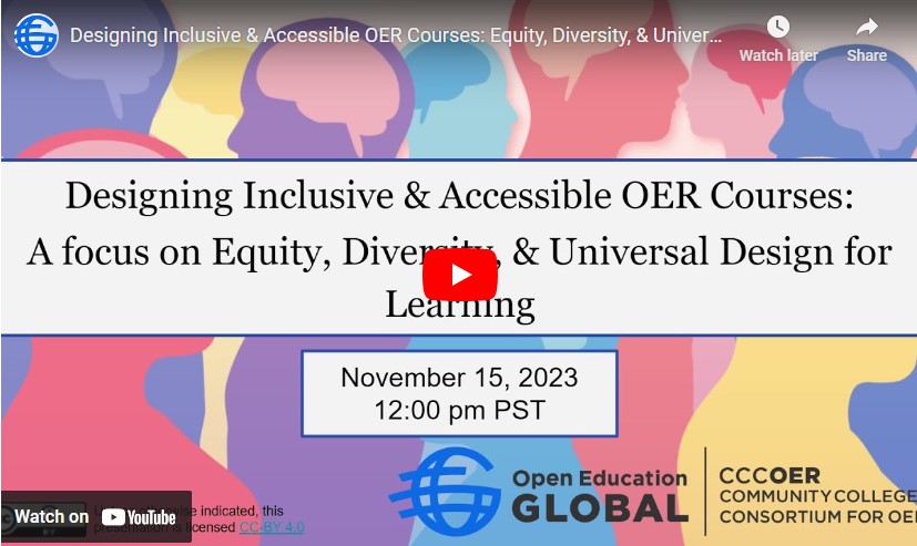 Designing Inclusive & Accessible OER Courses webinar