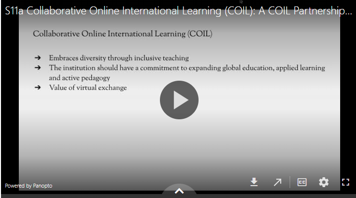 Session S11a recording of Collaborative Online International Learning (COIL): A COIL Partnership with Salisbury University and ULACIT