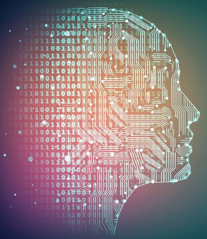 A profile of face using computer code and circuitry