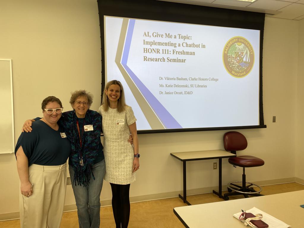 Katie Delezenski, Janice Orcutt and Viktoria Basham present during Student Success Summit.