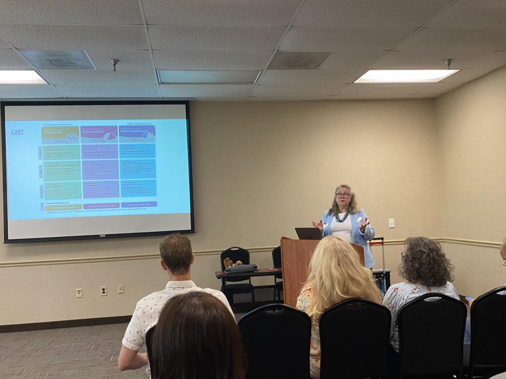 Karen Silverstrimm presenting on Sense-Sational Design at MDLA conference.