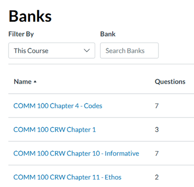 COMM 100 Item Banks for three chapters