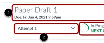 Paper Draft 1 assignment in student view showing submission attempt dropdown