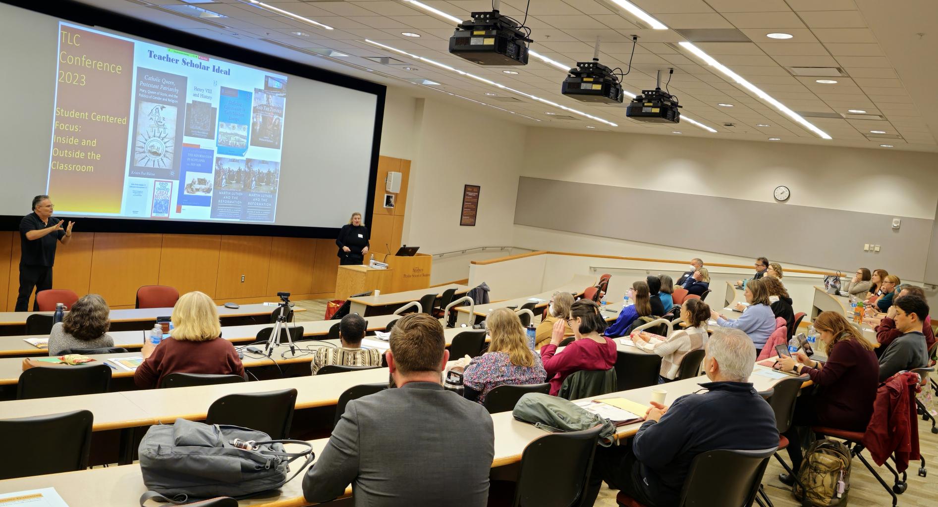 Attendees during Teaching and Learning Conference in the auditorium classroom