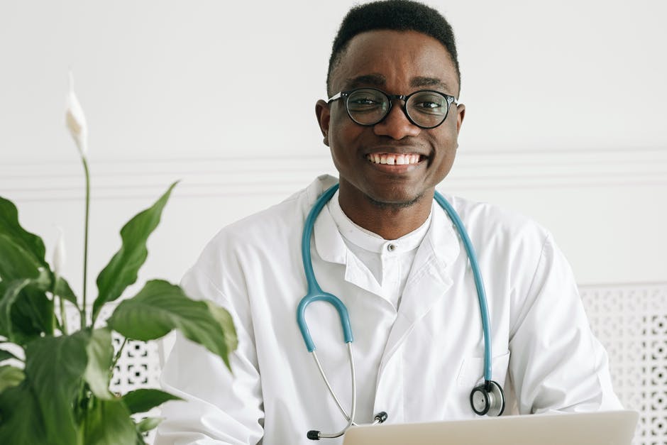 African American male doctor with stethescope