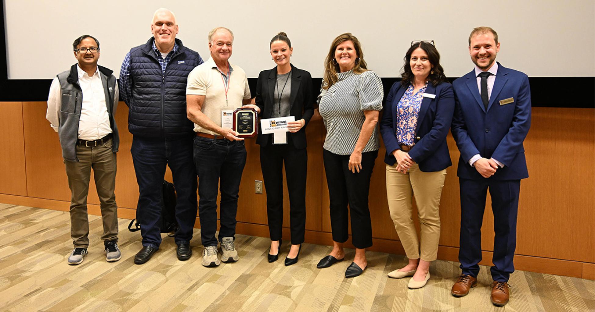 Pictured, from left: Dr. Amit Poddar, chair of SU’s Marketing Department; Perdue Farms CEO Kevin McAdams; Perdue Farms Chairman Jim Perdue; Ella Messick; Dr. Christy Weer, dean of SU’s Franklin P. Perdue School of Business; Irina Piatselchyt and Dr. Gustavo Schneider, MASMI faculty. 